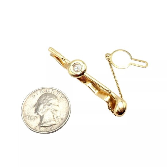 Authentic! Chopard 18k Yellow Gold Happy Diamond Golf Club Tie Clip - Picture 3 of 7